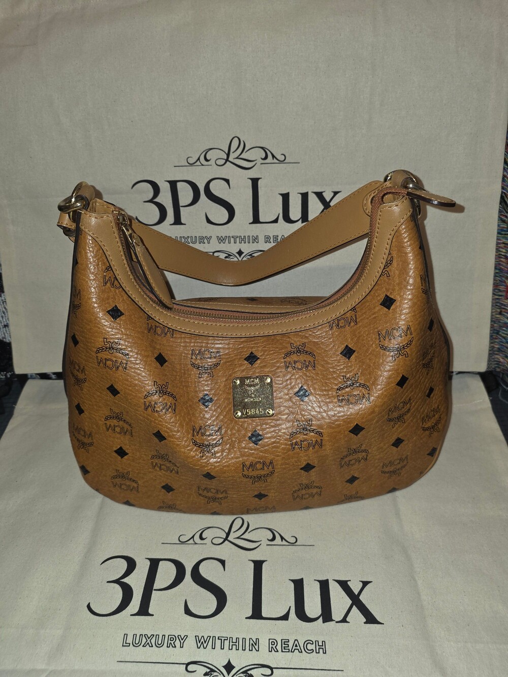 MCM Cognac Visetos Hobo Shoulder Bag w/ Dust Bag